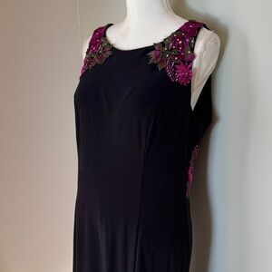 Alex Evenings Black Maxi Dress with Purple Accents
